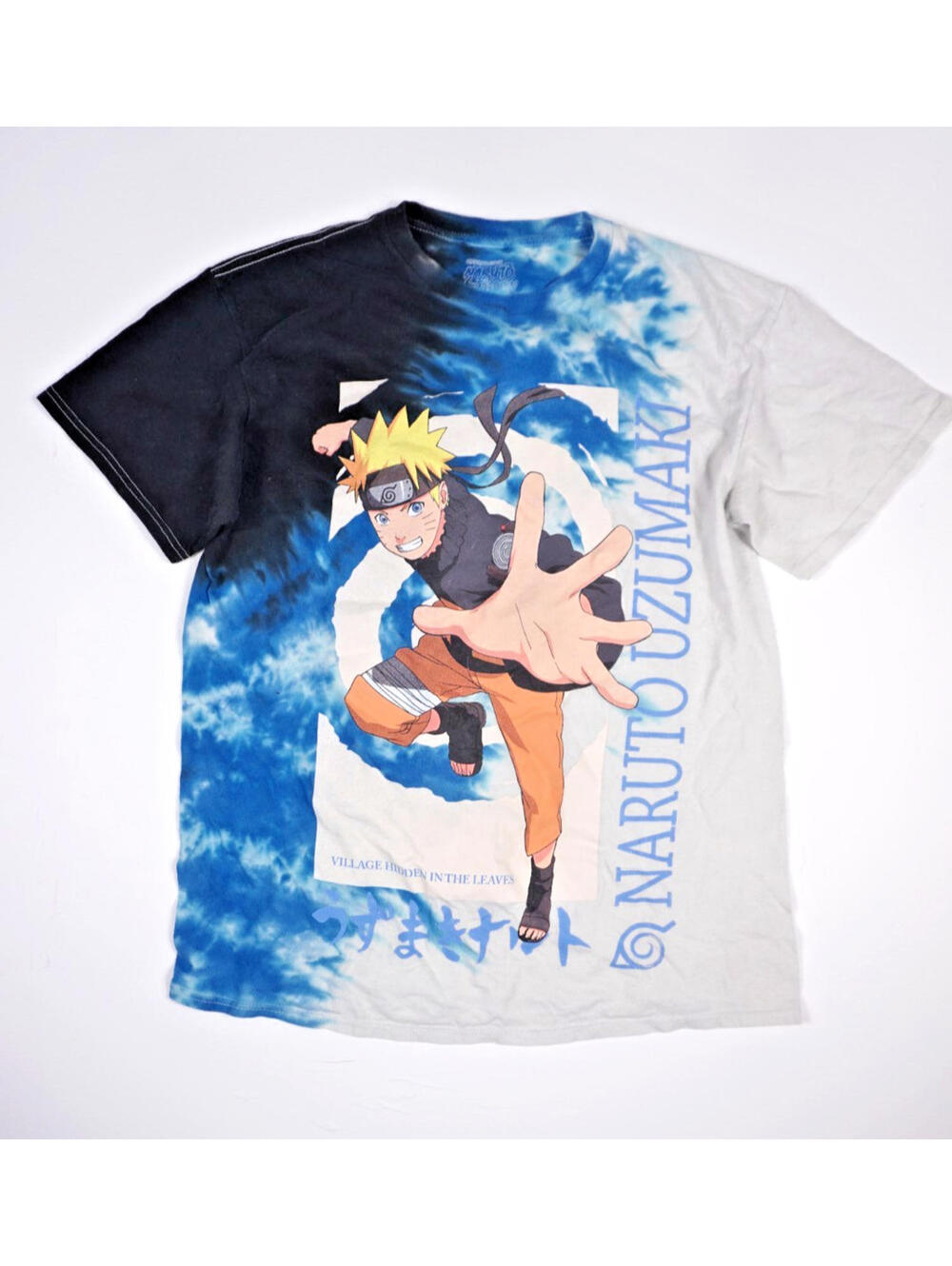 Vintage Naruto Uzumaki Village Hidden T Shirt Mens Medium Blue Manga Anime Y2K